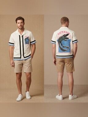 $72 AGTAWH Men's Camp Collar Button front Shirt